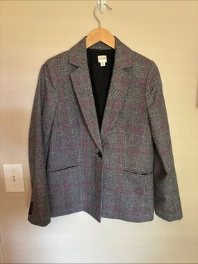 J.Crew Parke Blazer Glen Plaid Magenta Pink Windowpane Wool Blend 6